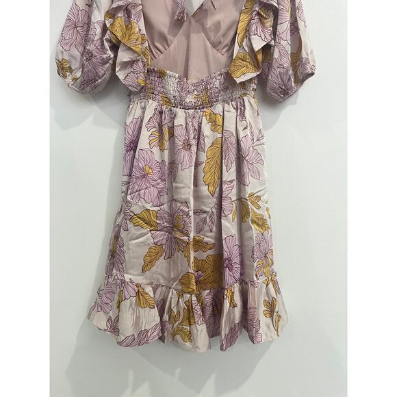 NWT En Saison Jeune Satin Floral Mini Dress - Picture 7 of 9